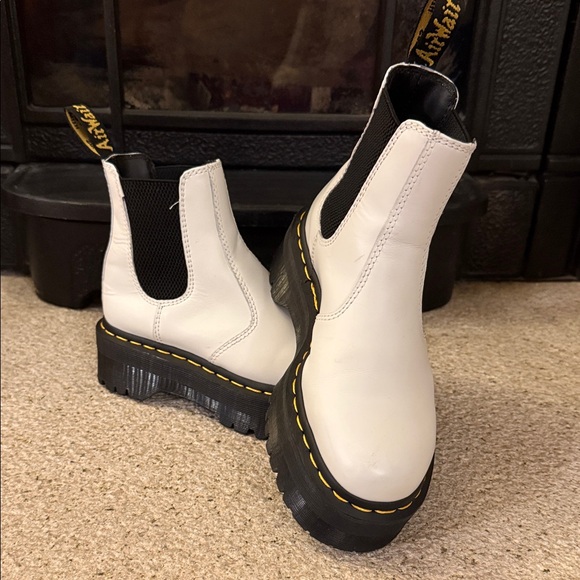 Dr. Martens Shoes - Dr.‎ Martens White Ankle Boots with Black Soles Size EU 36